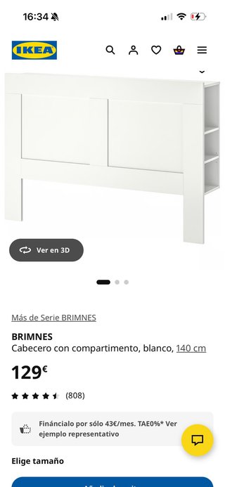 Cabecero BRIMNES IKEA Blanco 140 cm
