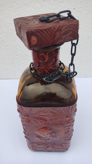 Licorera Don Quijote Cristal Ámbar 6 Vasos Vintage