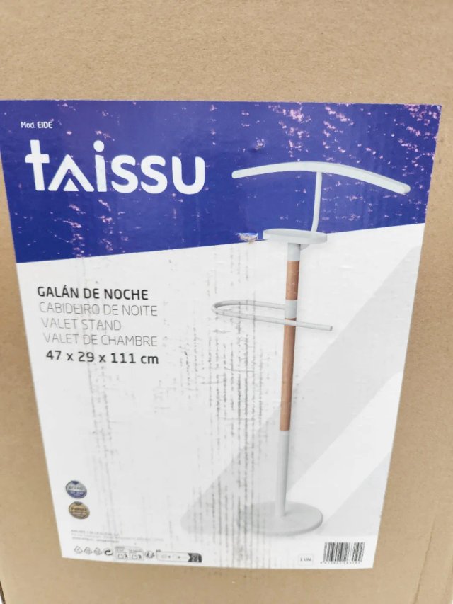 Galán de Noche con Percha EIDE Blanco y Madera