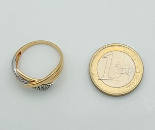 Anillo Oro 18k Combinado Circonitas 3.74 gr