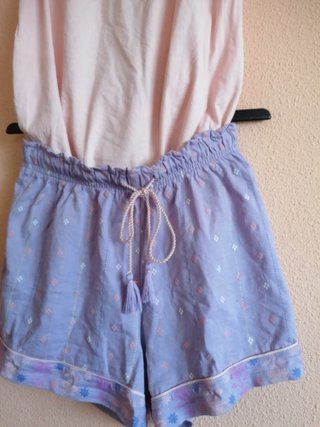 Pijama corto rosa y morado