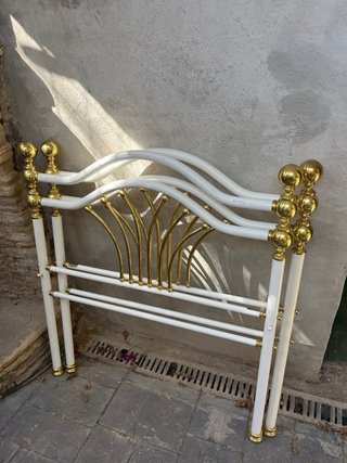 2 Cabezales de cama 90 cm blanco y dorado
