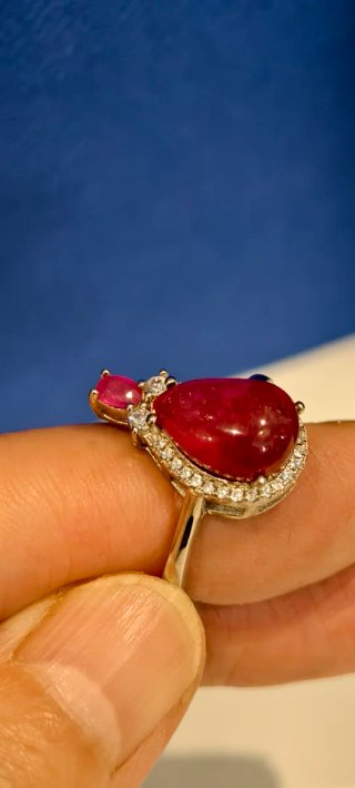 Anillo Plata Ley Rubíes Naturales