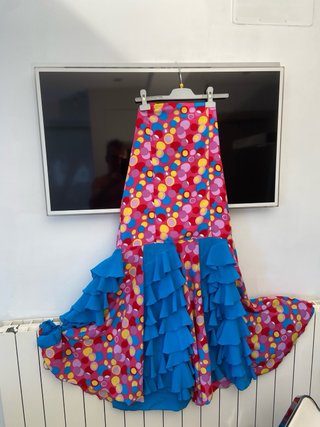 231 Falda flamenca lunares rosa y azul