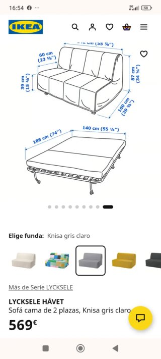 Sofá Cama Ikea Gris Tela