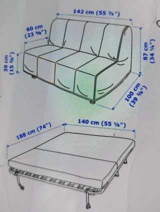 Sofá Cama Ikea Gris Tela
