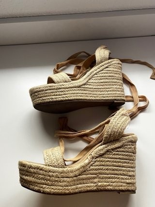 Tacones de esparto altos verano beige