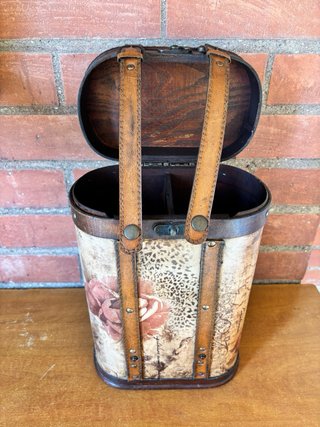 Caja botellero forrada polipiel y madera