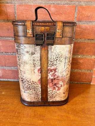 Caja botellero forrada polipiel y madera