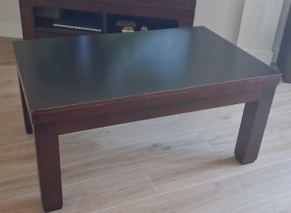 Mueble TV y mesa centro madera pino macizo oscura