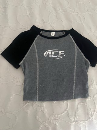 Camiseta SHEIN M/C ACE Gris/Negra Talla XS