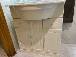 Mueble auxiliar baño blanco y beige