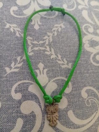 Pulsera Búho Cordón Verde y Plata