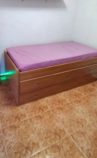 Dormitorio cama cajonera + colchón + armario