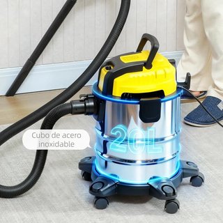 Aspirador Seco Húmedo 3en1 1200W 20L Inox Soplador