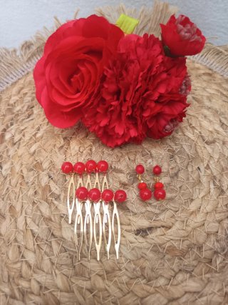 Conjunto Flamenca Niña Rojo y Dorado