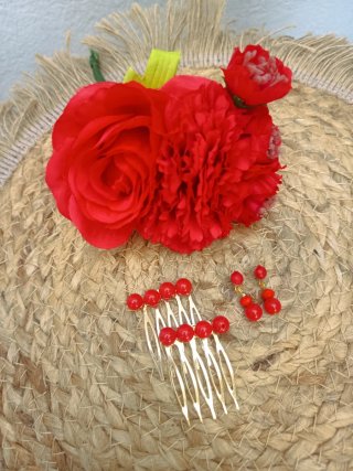 Conjunto Flamenca Niña Rojo y Dorado