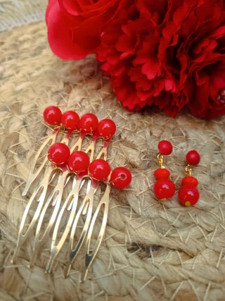 Conjunto Flamenca Niña Rojo y Dorado