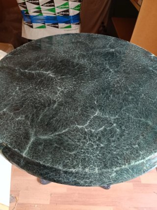 Mesa redonda nueva de hierro forjado y mármol (6)