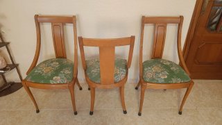 6 Sillas de Comedor Madera y Tela