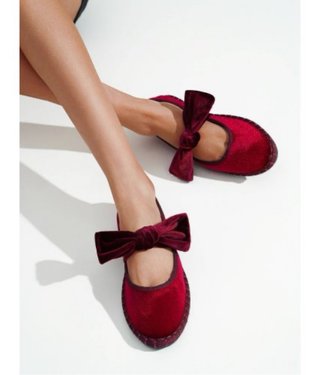 Bailarinas Cereza terciopelo lazo morado