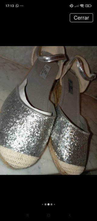 Sandalias esparto plateadas