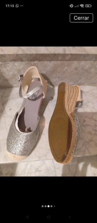 Sandalias esparto plateadas