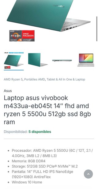 Portátil Asus Vivobook M433U 14 FHD