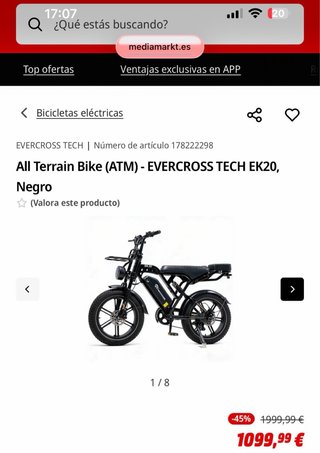 EVERCROSS EK20 Bicicleta Eléctrica Fat Bike
