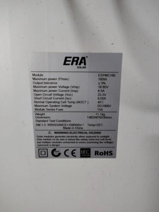 Placa Solar 160w