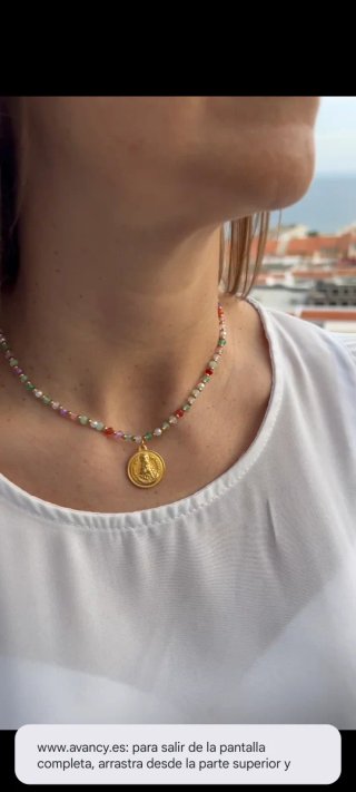 Collar Virgen del Rocío Acero y Piedras Naturales