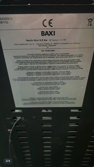 Estufa Pellet Baxi Nerta Aire 9,5 KW