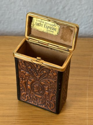 Estuche Pitillera Cuero Repujado Vintage