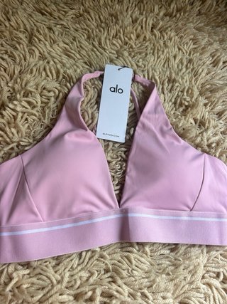 Top Alo rosa con banda blanca