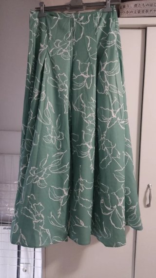 Top y falda_pantalon estampado,verde y blanco.