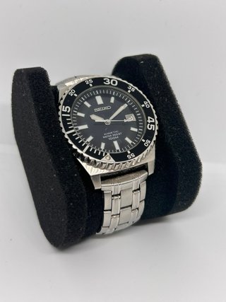 Seiko Kinetic Automático Negro/Plata