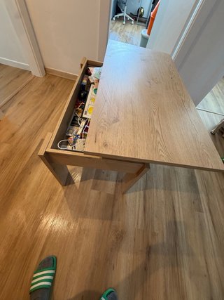 Mesa de madera extensible color beige/marrón