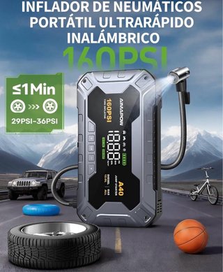 Arrancador de Coche Potente + Inflador de Ruedas