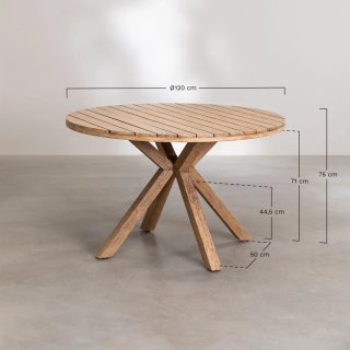 Mesa de jardín redonda en madera Naele