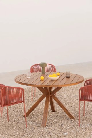 Mesa de jardín redonda en madera Naele