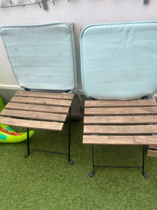 Conjunto mesa y 2 sillas madera y metal