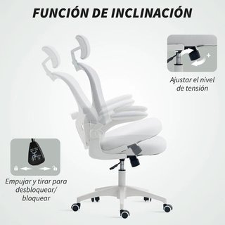 Silla Oficina Malla Respaldo Alto Lumbar 4D Blanca