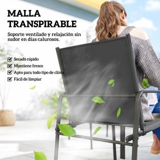 Pack 6 Sillas Jardín Transpirables Exterior Negro