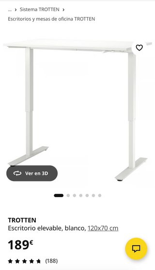 Escritorio Elevable IKEA TROTTEN 120x70