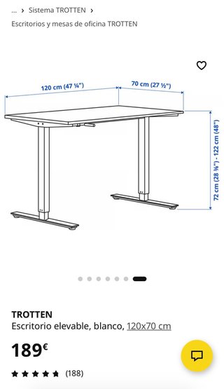 Escritorio Elevable IKEA TROTTEN 120x70