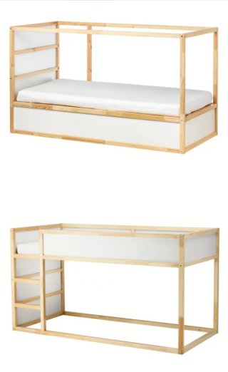 Cama alta reversible IKEA KURA 90x200 cm