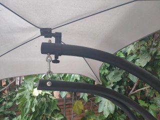 Hamaca Mecedora colgante, con pie y toldo.