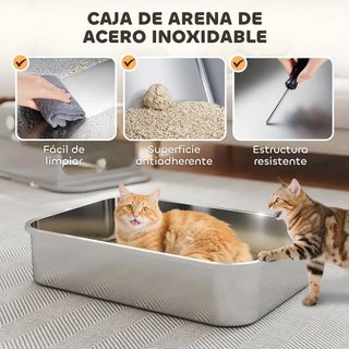 Arenero Gatos XXL Acero Inox Entrada Superior