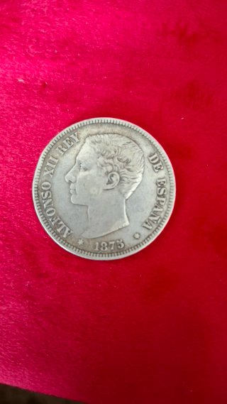 Moneda 5 Pesetas Alfonso XII Plata 1875*75