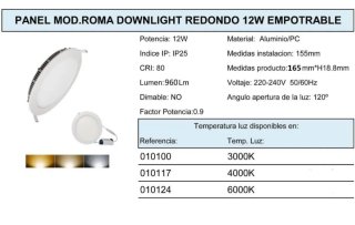 2 uds. Panel LED Empotrable Munddy Roma 12W